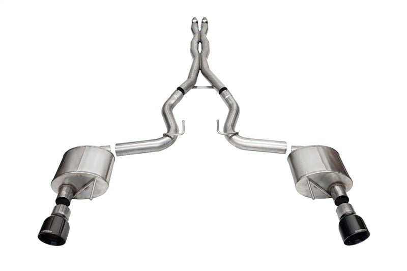 Corsa 2024 Ford Mustang GT Xtreme Cat-Back Ex. Sys. 3.0in Dual Rear Exit w/4.5in Black PVD Pro Tips CORSA Performance Catback  AXOPROS