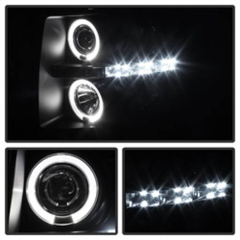 Spyder Chevy Silverado 1500/2500 07-13 Projector Headlights LED Halo LED Blk Smke PRO-YD-CS07-HL-BSM SPYDER Headlights  AXOPROS