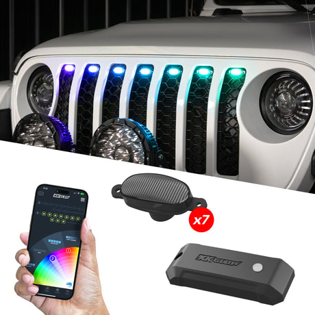 XKGLOW XK Glow XKmax Pre-Runner Style RGBW LED Grill Pods - 7pc Light Accessories and Wiring aftermarket performance part
