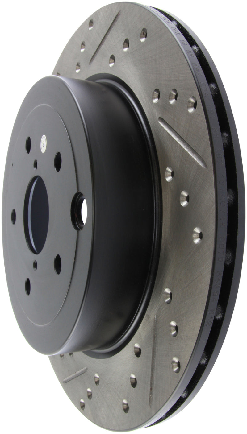 StopTech 08+ Subaru STI (Will Not Fit 05-07) Slotted & Drilled Sport Brake Rotor Stoptech Brake Rotors - Slot & Drilled  AXOPROS