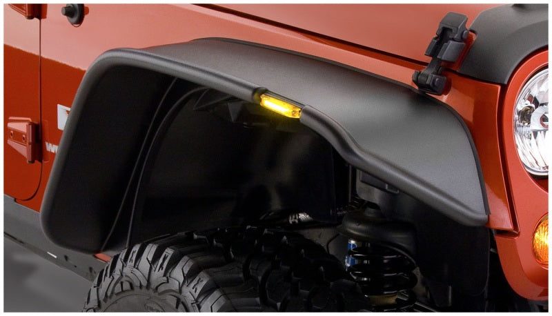 Bushwacker 07-18 Jeep Wrangler Unlimited Flat Style Flares 4pc 4-Door Sport Utility Only - Black Bushwacker Fender Flares  AXOPROS