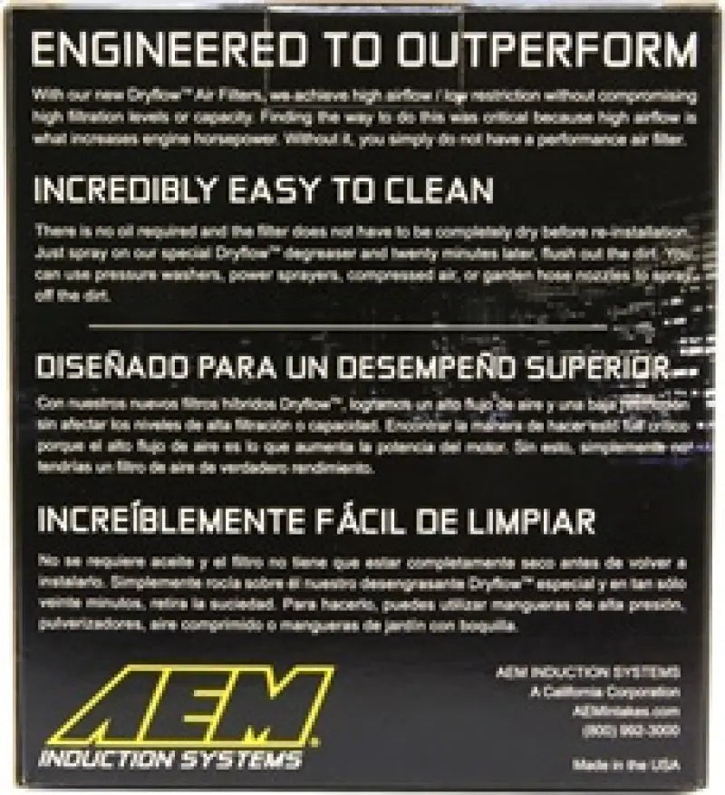 AEM 2.50 in Short Neck 5 in Element Filter AEM Induction Air Filters - Universal Fit  AXOPROS