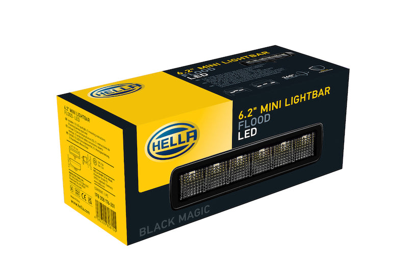 Hella Universal Black Magic 6 L.E.D. Mini Light Bar - Flood Beam Hella Fog Lights  AXOPROS