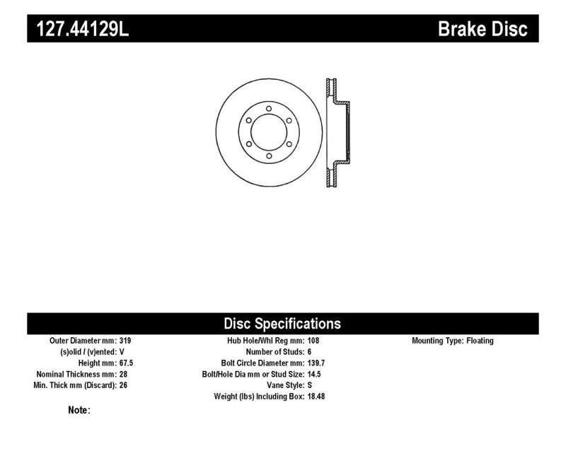 StopTech 07-08 Toyota FJ Cruiser / 05-08 Tacoma (6 lug) / 03-08 4 Runner (319mm disc) SportStop Slo Stoptech Brake Rotors - Slot & Drilled  AXOPROS