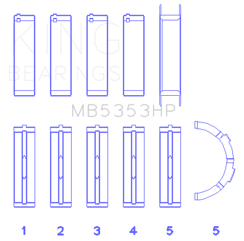 King Ford 281 4.6L SOHC 16V Performance Main Bearing Set - Size STD King Engine Bearings Bearings  AXOPROS