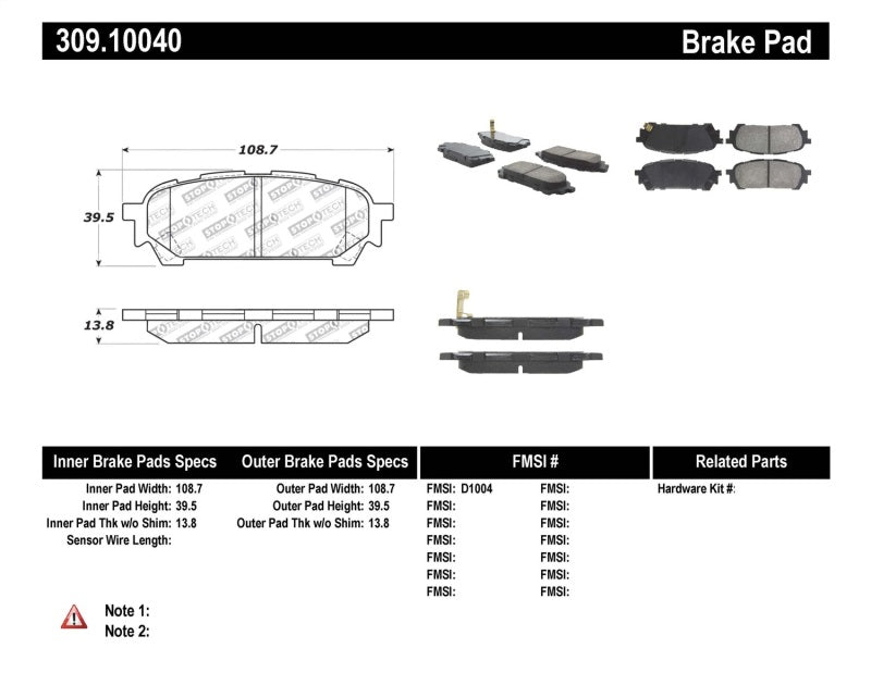 StopTech Performance 03-05 WRX Rear Brake Pads Stoptech Brake Pads - Performance  AXOPROS