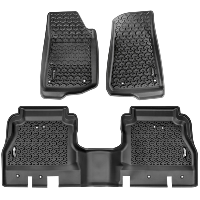 Rugged Ridge Floor Liner Kit Black F/R 20-21 Jeep Gladiator (JT) Rugged Ridge Floor Mats - Rubber  AXOPROS
