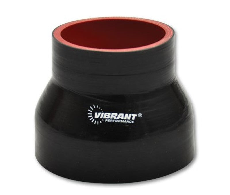 Vibrant 4 Ply Reducer Couper 4.0in ID x 3.50in ID x 4.50in Long - Black Vibrant Silicone Couplers & Hoses  AXOPROS