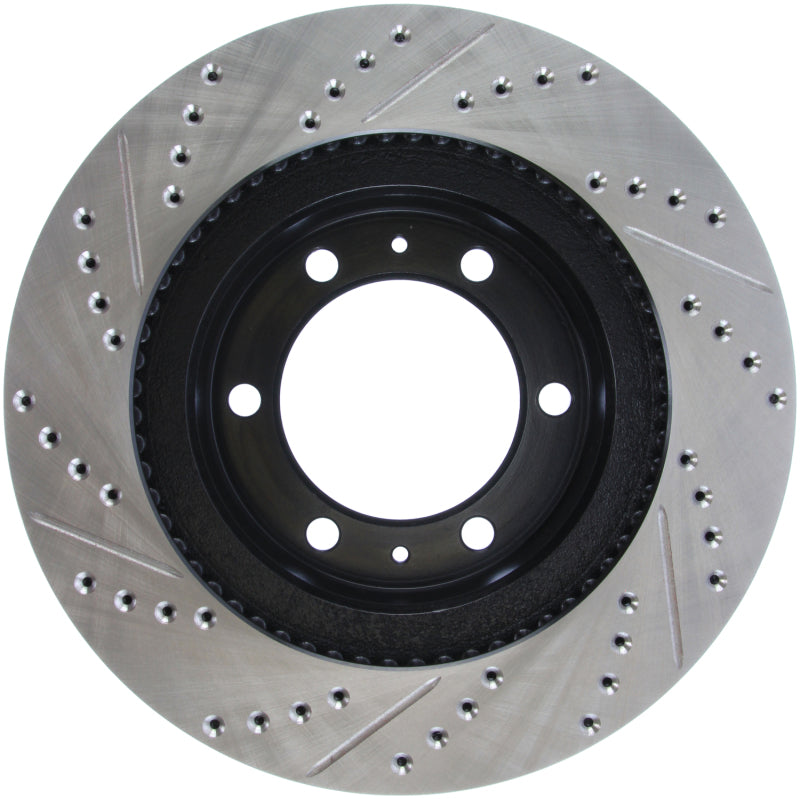 StopTech 07-08 Toyota FJ Cruiser / 05-08 Tacoma (6 lug) / 03-08 4 Runner (319mm disc) SportStop Slo Stoptech Brake Rotors - Slot & Drilled  AXOPROS