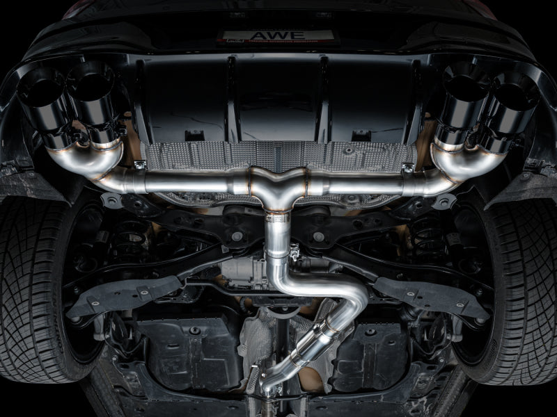 AWE MK8 Volkswagen Golf R 3in Track Edition Quad Exhaust - Diamond Black Tips AWE Tuning Catback  AXOPROS
