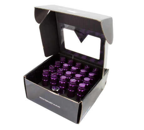 NRG 700 Series M12 X 1.5 Steel Lug Nut w/Dust Cap Cover Set 21 Pc w/Locks & Lock Socket - Purple NRG Lug Nuts  AXOPROS