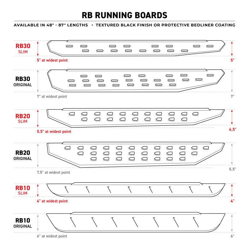 Go Rhino RB20 Running Boards - Bedliner - 73in Go Rhino Running Boards  AXOPROS
