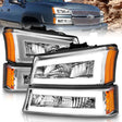 ANZO 2003-2006 Chevrolet Silverado 1500 Crystal Headlights w/ Light Bar Chrome Housing ANZO Headlights  AXOPROS