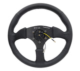 NRG Reinforced Steering Wheel (350mm / 2.5in. Deep) Blk Leather Comfort Grip w/5mm Matte Blk Spokes NRG Steering Wheels  AXOPROS