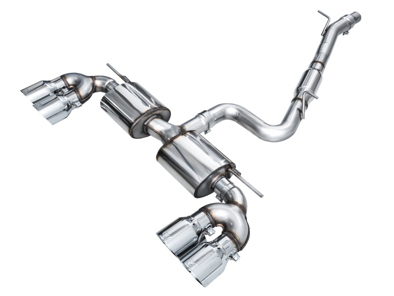 AWE MK8 Volkswagen Golf R 3in Touring Edition Quad Exhaust - Chrome Silver Tips AWE Tuning Catback  AXOPROS