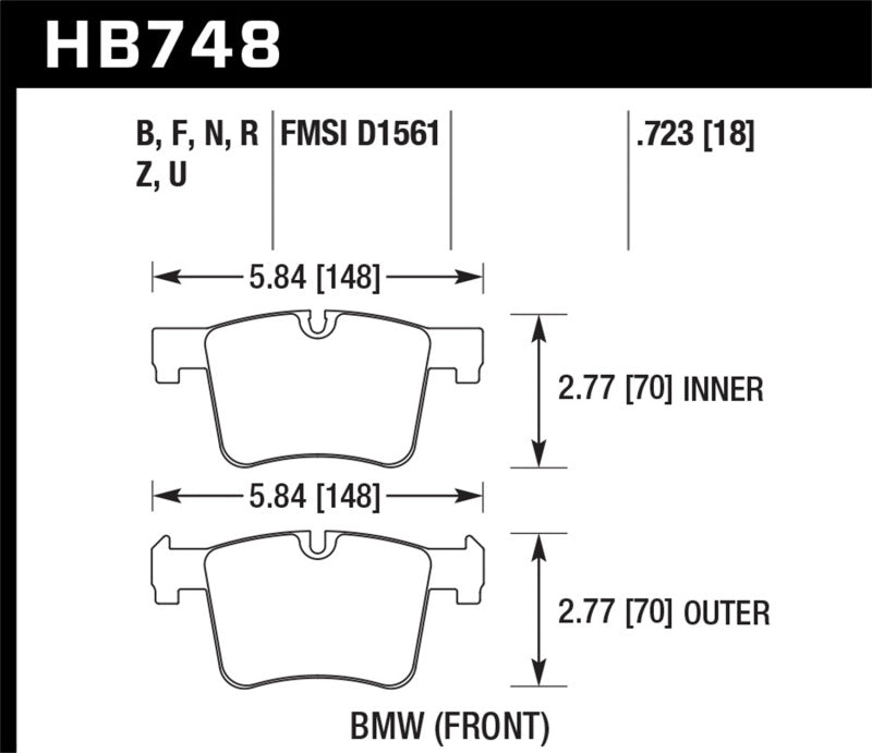 Hawk 13-14 BMW 328i/328i xDrive / 2014 428i/428i xDrive HPS 5.0 Front Brake Pads Hawk Performance Brake Pads - Performance  AXOPROS
