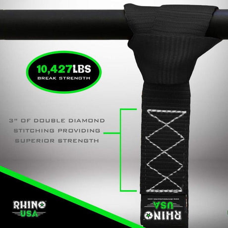 Rhino USA Rhino USA Soft Loops Motorcycle Tie-Down Set 4-Pack Green Cargo Tie-Downs aftermarket performance part