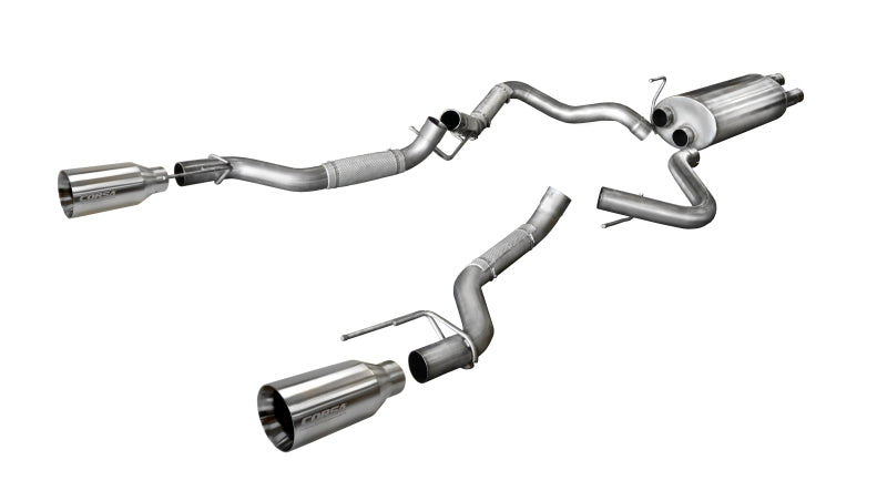 Corsa 2017-2020 Ford F-150 Raptor 3.5L Sport Cat-Back Dual Rear Exit w/ 5in Satin Polished Tip CORSA Performance Catback  AXOPROS