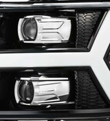 AlphaRex 07-13 Chevy 1500 LUXX LED Proj Headlights Plank Style Jet Blk w/ Activ Light/Seq Signal/DRL AlphaRex Headlights  AXOPROS