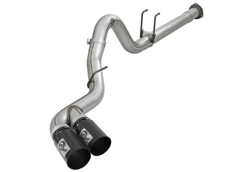 aFe Rebel XD 4in SS DPF-Back Exhaust 17-18 Ford Diesel Trucks V8-6.7L (td) w/ Dual Black Tips aFe DPF Back  AXOPROS