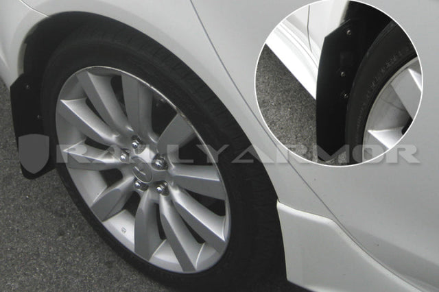 Rally Armor 07-17 Mitsubishi Lancer Basic Black Mud Flap w/ Black Logo Rally Armor Mud Flaps  AXOPROS