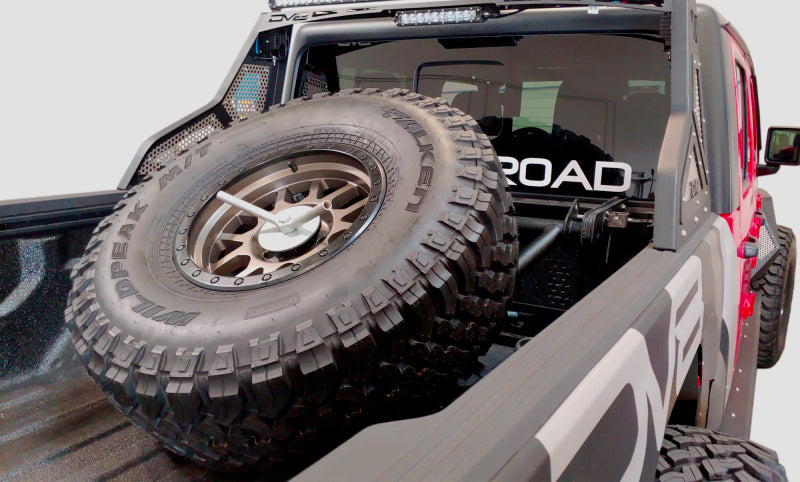 DV8 Offroad 2019+ Jeep Gladiator In-Bed Adjustable Tire Carrier DV8 Offroad Chase Racks  AXOPROS