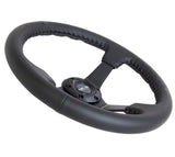 NRG Reinforced Steering Wheel (350mm / 3in. Deep) Bk Leather w/Bk BBall Stitch (Odi Bakchis Edition) NRG Steering Wheels  AXOPROS