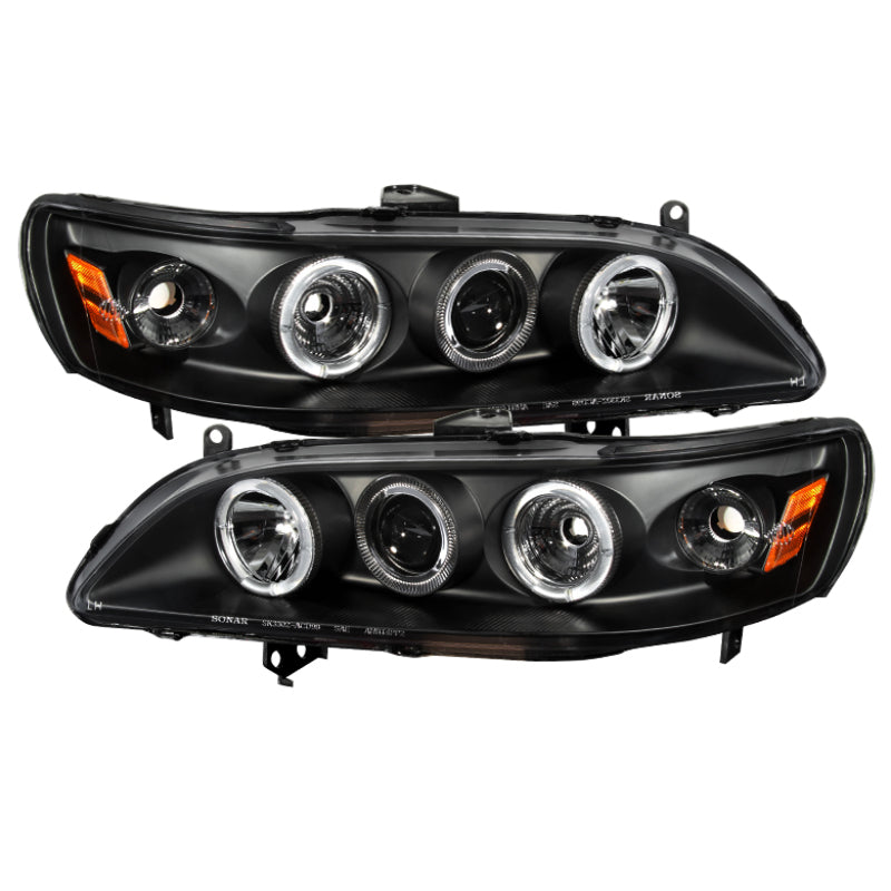 Spyder Honda Accord 98-02 1PC Projector Headlights LED Halo Amber Reflctr Blk PRO-YD-HA98-AM-BK SPYDER Headlights  AXOPROS
