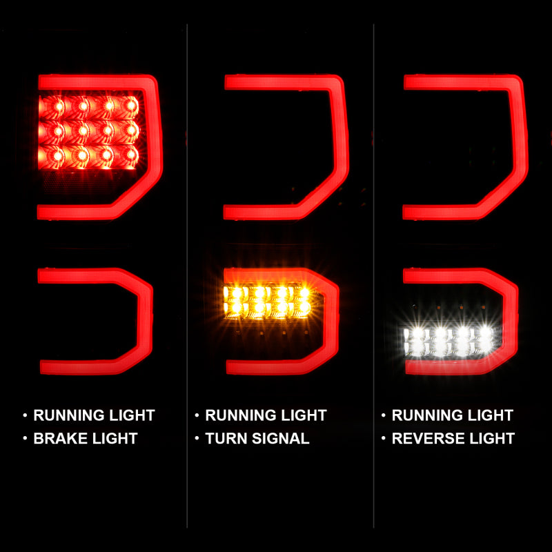 ANZO ANZO 2007-2013 Toyota Tundra LED Taillights Plank Style Black w/Clear Lens Tail Lights aftermarket performance part