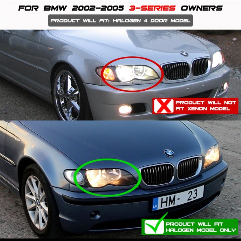Spyder BMW E46 3-Series 02-05 4DR Projector Headlights 1PC LED Halo Blk PRO-YD-BMWE4602-4D-AM-BK SPYDER Headlights  AXOPROS