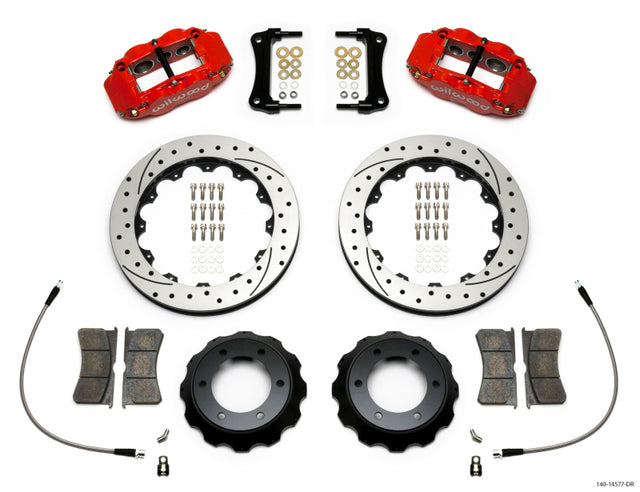 Wilwood Narrow Superlite Red 6R Front Kit 12.88in Drilled Rotor w/ Lines 05-15 Toyota Tacoma Wilwood Brake Calipers - Perf  AXOPROS