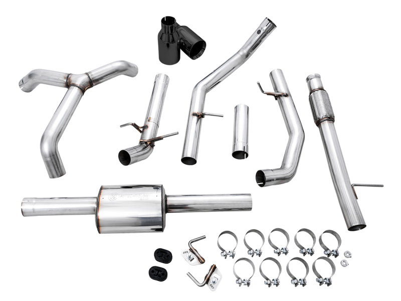 AWE Tuning 4th Gen GM 1500 5.3L 0FG Catback Split Rear Exit (Flat Bumper) - Dual Diamond Tips AWE Tuning Catback  AXOPROS