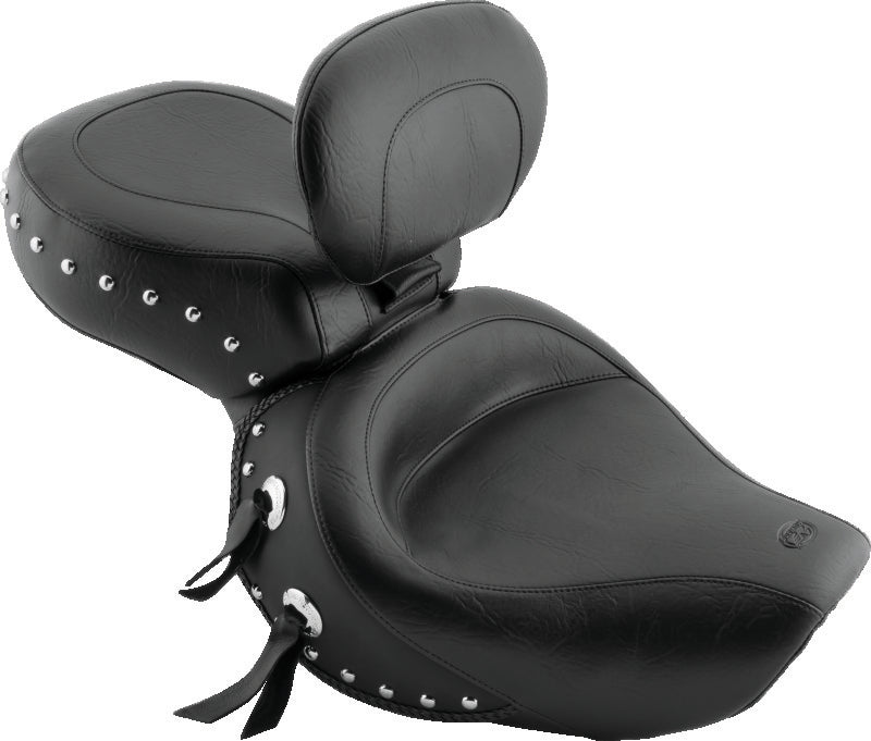 Mustang 00-08 Honda VT1100 Sabre,97-08 Spirit,87-97 Shadow Wide Touring 1PC Seat w/Studs - Black Mustang Motorcycle One-Piece Motorcycle Seats  AXOPROS