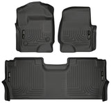 Husky Liners 17-19 F-250/F-350/F-450 Crew Cab Weatherbeater Black Front & 2nd Seat Floor Liners Husky Liners Floor Mats - Rubber  AXOPROS