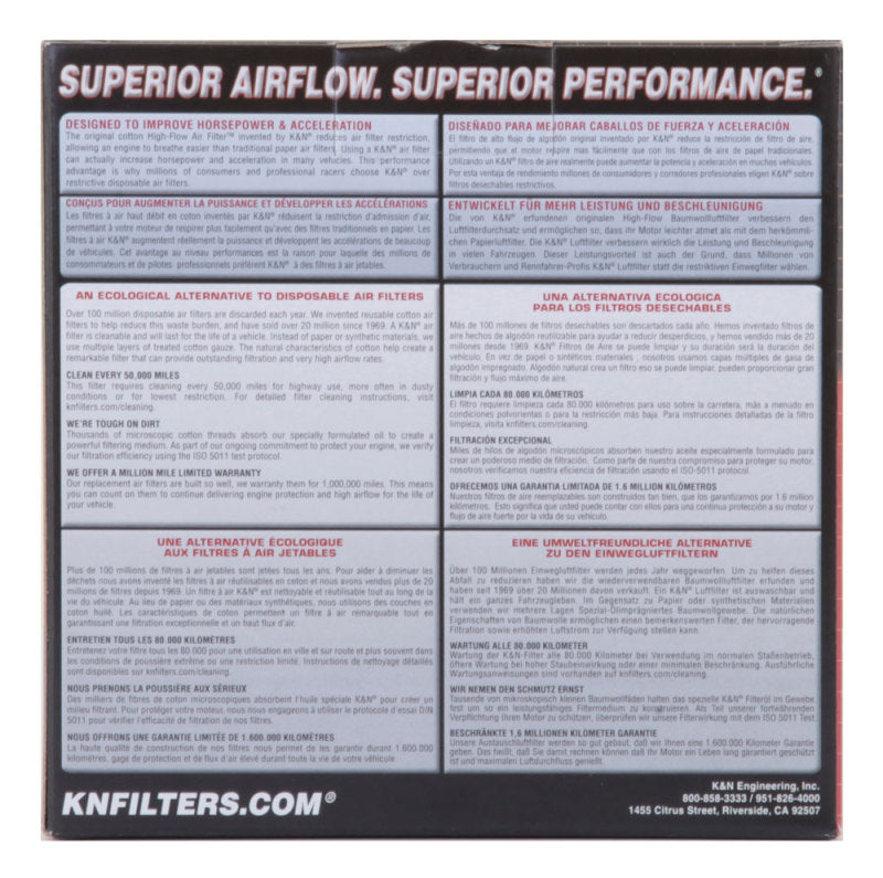 K&N Custom Air Filter Round 5.25 inch ID 6.25 inch OD 2.5 inch Height K&N Engineering Air Filters - Drop In  AXOPROS