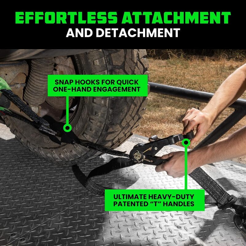 Rhino USA Heavy Duty Vehicle Tie Down Kit (Snap Hook) Rhino USA Cargo Tie-Downs  AXOPROS