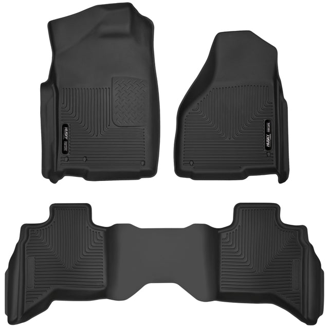 Husky Liners 10-18 Dodge Ram 1500 Quad Cab X-Act Contour Front & Second Seat Floor Liners - Black Husky Liners Floor Mats - Rubber  AXOPROS