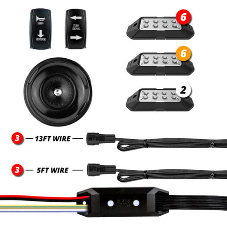 XKGLOW XK Glow ATV UTV Pro DOT Street Legal Conversion Signal/ Horn Kit- 2 White 6 Red 6 Amber Pods Light Accessories and Wiring aftermarket performance part
