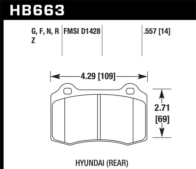 Hawk 10 Hyundai Genesis Coupe (Track w/ Brembo Breaks) HPS Street 14mm Rear Brake Pads Hawk Performance Brake Pads - Performance  AXOPROS
