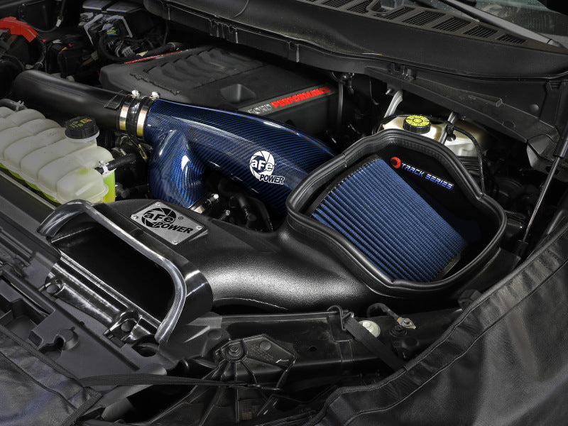 aFe 17-24 Ford F-150 Track Series Blue Kevlar Carbon Fiber C/A Intake System w/Black Pro 5R Filter aFe Cold Air Intakes  AXOPROS