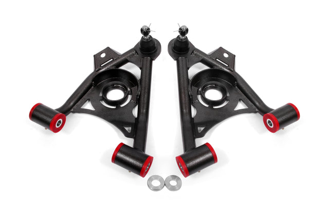 BMR 79-93 Fox Mustang Non-Adj Lower A-Arms Standard Ball Joint Spring Pocket - Black Hammertone BMR Suspension Control Arms  AXOPROS