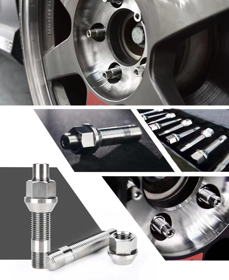 Wheel Mate Titanium Wheel Stud Conversion (Raw Ti) - M14x1.25 to M14x1.5 - 74mm - 60deg Lug Nut Wheel Mate Wheel Studs  AXOPROS