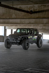 DV8 Offroad 07-23 Jeep Wrangler/Gladiator JT/JK/JL FS-25 Stubby Front Bumper w/Plated Bull Bar DV8 Offroad Bumpers - Steel  AXOPROS