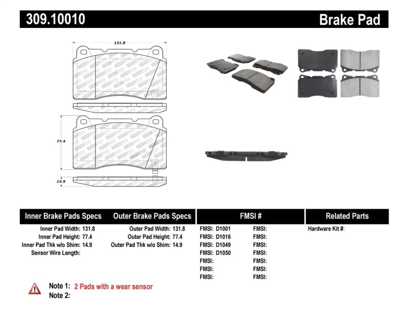 StopTech Performance 04-07 STi / 03-06 Evo / 08-10 Evo / 10+ Camaro Front Brake Pads Stoptech Brake Pads - Performance  AXOPROS