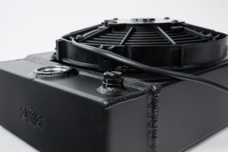CSF Universal Drag Race / Tuck Radiator w/9in Spal Fan - 10.5in H x 10in L x 3.6in W - Black CSF Radiators  AXOPROS