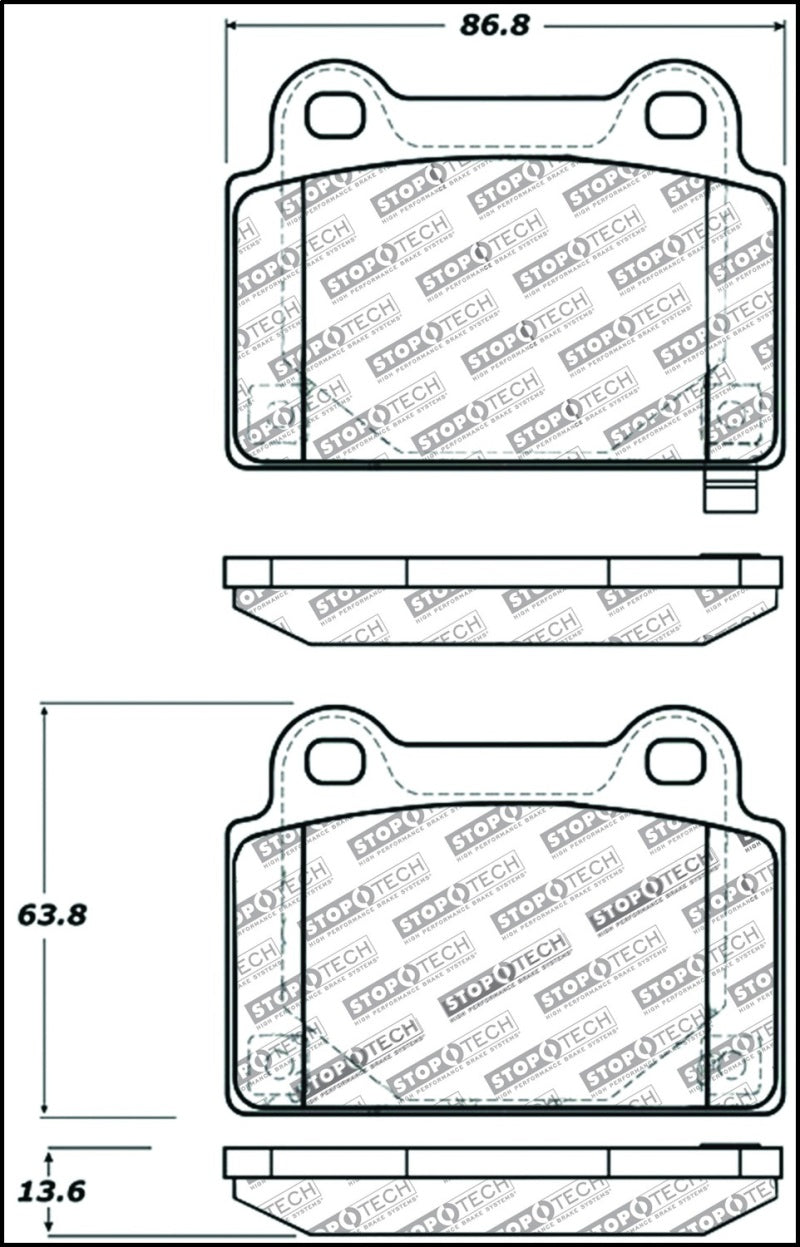 StopTech Performance 08+ Mitsubishi Evolution X Rear Brake Pads Stoptech Brake Pads - Performance  AXOPROS