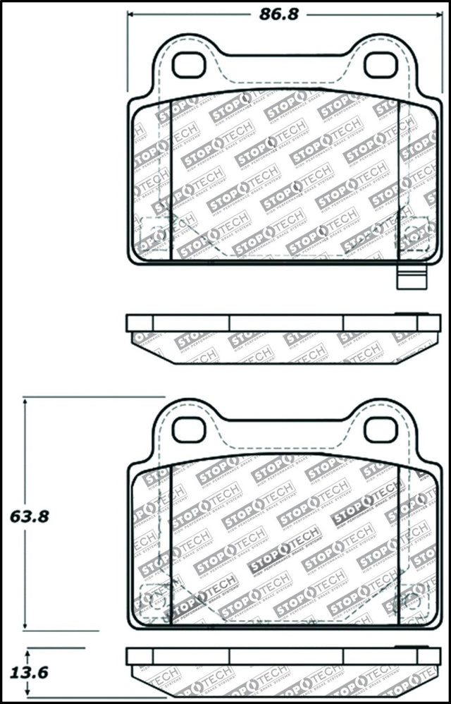 StopTech Performance 08+ Mitsubishi Evolution X Rear Brake Pads Stoptech Brake Pads - Performance  AXOPROS