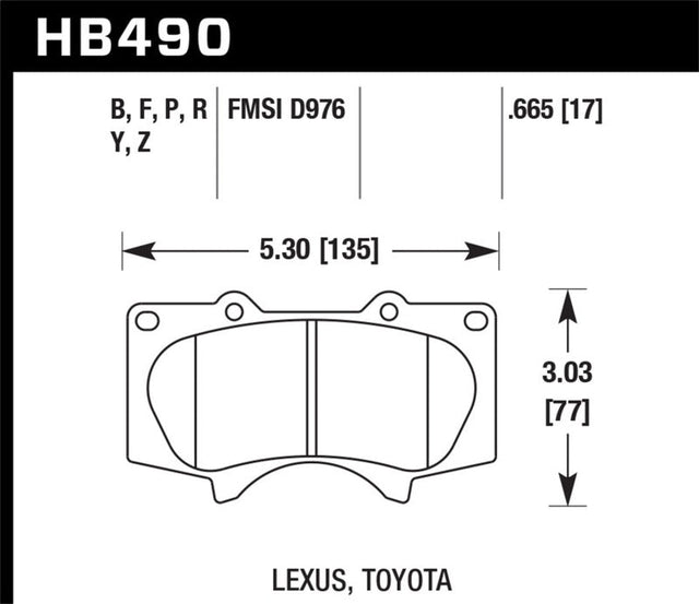 Hawk 10 Lexus GX460 / 03-09 Lexus GX470 / 04-10 4Runner 4.0L/4.7L / 07-10 FJ Cruiser 4.0L / 03-07 Se Hawk Performance Brake Pads - OE  AXOPROS