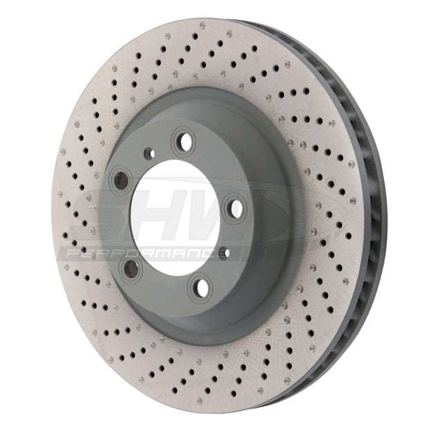 SHW 15-16 Porsche 911 Carrera4 GTS 3.8L w/o Ceramic Brake Left Frt Drill-Dimp MB Rotor (99135140301) SHW Performance Brake Rotors - Drilled  AXOPROS