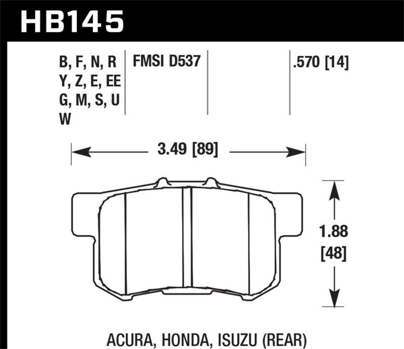 Hawk 06+ Civic Si Ceramic Street Rear Brake Pads Hawk Performance Brake Pads - Performance  AXOPROS